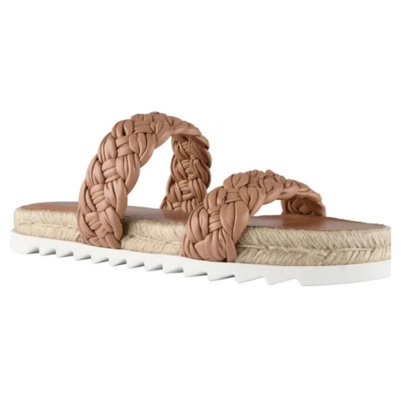 Marc Fisher Jaime Braided Flat Espadrille Slip On Sandal Size 9 Natural Macaroon - Picture 1 of 10